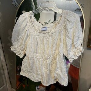 Old Navy Cream Puff Sleeve Smocked Blouse
